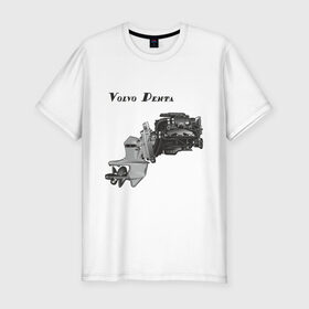 Мужская футболка премиум с принтом Volvo Penta motor boat , 92% хлопок, 8% лайкра | приталенный силуэт, круглый вырез ворота, длина до линии бедра, короткий рукав | авто | автомобиль | машины | тачки