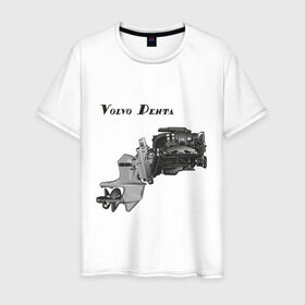 Мужская футболка хлопок с принтом Volvo Penta motor boat , 100% хлопок | прямой крой, круглый вырез горловины, длина до линии бедер, слегка спущенное плечо. | авто | автомобиль | машины | тачки