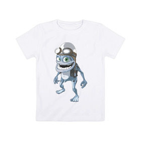 Детская футболка хлопок с принтом Крэйзи Фрог , 100% хлопок | круглый вырез горловины, полуприлегающий силуэт, длина до линии бедер | crazy frog | крейзи фрог | крэйзи фрог