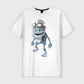 Мужская футболка премиум с принтом Крэйзи Фрог , 92% хлопок, 8% лайкра | приталенный силуэт, круглый вырез ворота, длина до линии бедра, короткий рукав | Тематика изображения на принте: crazy frog | крейзи фрог | крэйзи фрог