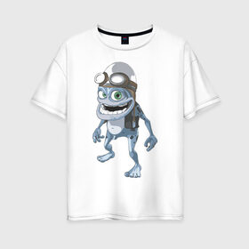 Женская футболка хлопок Oversize с принтом Крэйзи Фрог , 100% хлопок | свободный крой, круглый ворот, спущенный рукав, длина до линии бедер
 | crazy frog | крейзи фрог | крэйзи фрог