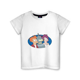 Детская футболка хлопок с принтом Футурама , 100% хлопок | круглый вырез горловины, полуприлегающий силуэт, длина до линии бедер | Тематика изображения на принте: bender | futurama | бендер | футурама