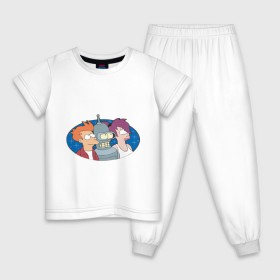 Детская пижама хлопок с принтом Футурама , 100% хлопок |  брюки и футболка прямого кроя, без карманов, на брюках мягкая резинка на поясе и по низу штанин
 | bender | futurama | бендер | футурама