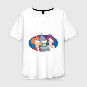 Мужская футболка хлопок Oversize с принтом Футурама , 100% хлопок | свободный крой, круглый ворот, “спинка” длиннее передней части | Тематика изображения на принте: bender | futurama | бендер | футурама