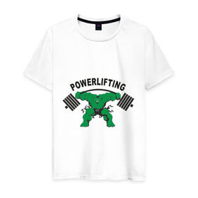 Мужская футболка хлопок с принтом Powerlifting (2) , 100% хлопок | прямой крой, круглый вырез горловины, длина до линии бедер, слегка спущенное плечо. | powerlifting