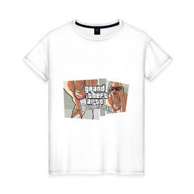 Женская футболка хлопок с принтом Grand Theft Auto San Andreas (2) , 100% хлопок | прямой крой, круглый вырез горловины, длина до линии бедер, слегка спущенное плечо | grand theft auto | gta | gta sa | san andreas | гта сан андреас