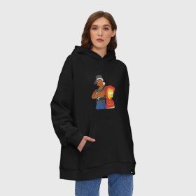 Худи SuperOversize хлопок с принтом 50 cent and Bart , 70% хлопок, 30% полиэстер, мягкий начес внутри | карман-кенгуру, эластичная резинка на манжетах и по нижней кромке, двухслойный капюшон
 | 50 cent | simpsons | барт | симпсоны | симсоны