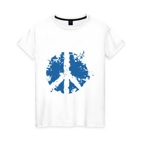 Женская футболка хлопок с принтом Peace мир , 100% хлопок | прямой крой, круглый вырез горловины, длина до линии бедер, слегка спущенное плечо | хиппи