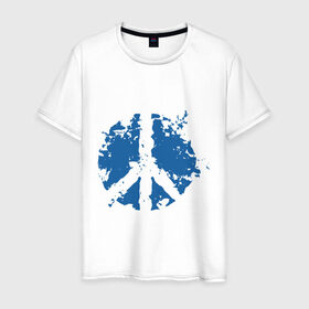 Мужская футболка хлопок с принтом Peace мир , 100% хлопок | прямой крой, круглый вырез горловины, длина до линии бедер, слегка спущенное плечо. | хиппи