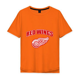 Мужская футболка хлопок Oversize с принтом Detroit Red Wings (2) , 100% хлопок | свободный крой, круглый ворот, “спинка” длиннее передней части | detroit red wings | nhl | лига | национальная хоккейная лига | нхл