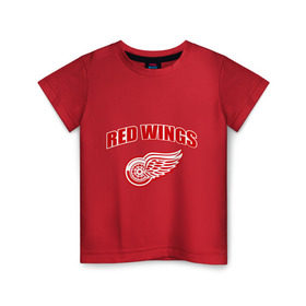 Детская футболка хлопок с принтом Detroit Red Wings (2) , 100% хлопок | круглый вырез горловины, полуприлегающий силуэт, длина до линии бедер | detroit red wings | nhl | лига | национальная хоккейная лига | нхл