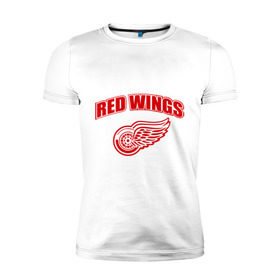 Мужская футболка премиум с принтом Detroit Red Wings (2) , 92% хлопок, 8% лайкра | приталенный силуэт, круглый вырез ворота, длина до линии бедра, короткий рукав | detroit red wings | nhl | лига | национальная хоккейная лига | нхл