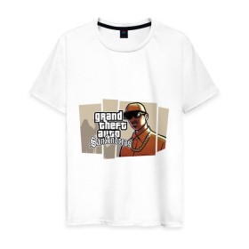 Мужская футболка хлопок с принтом Grand Theft Auto San Andreas (6) , 100% хлопок | прямой крой, круглый вырез горловины, длина до линии бедер, слегка спущенное плечо. | Тематика изображения на принте: grand theft auto | gta | san andreas | гта | сан андрес