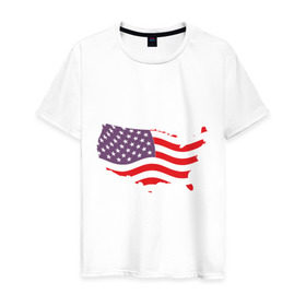 Мужская футболка хлопок с принтом Флаг Америки , 100% хлопок | прямой крой, круглый вырез горловины, длина до линии бедер, слегка спущенное плечо. | Тематика изображения на принте: america | usa | америка | сша | флаг | штаты