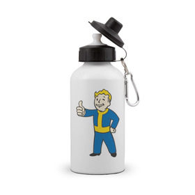 Бутылка спортивная с принтом Мальчик из Fallout , металл | емкость — 500 мл, в комплекте две пластиковые крышки и карабин для крепления | fallout | мальчик | постапокалиптические | радиация