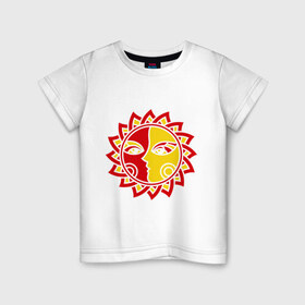 Детская футболка хлопок с принтом Солнце - узор , 100% хлопок | круглый вырез горловины, полуприлегающий силуэт, длина до линии бедер | sun | лицо | рисунок | солнце | солнышко | узор