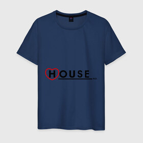 Мужская футболка хлопок с принтом House m d - с сердечком , 100% хлопок | прямой крой, круглый вырез горловины, длина до линии бедер, слегка спущенное плечо. | house | house md | все врут | доктор хауз | доктор хаус | хаус | хью лори