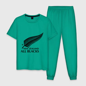 Мужская пижама хлопок с принтом All blacks , 100% хлопок | брюки и футболка прямого кроя, без карманов, на брюках мягкая резинка на поясе и по низу штанин
 | американский футбол | регби