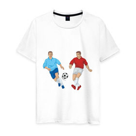 Мужская футболка хлопок с принтом Футбол , 100% хлопок | прямой крой, круглый вырез горловины, длина до линии бедер, слегка спущенное плечо. | football | футбол | футболист | футбольный мяч