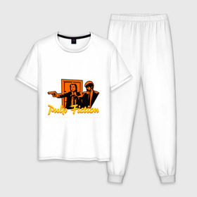 Мужская пижама хлопок с принтом Pulp Fiction , 100% хлопок | брюки и футболка прямого кроя, без карманов, на брюках мягкая резинка на поясе и по низу штанин
 | pulp fiction | криминальное чтиво