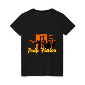Женская футболка хлопок с принтом Pulp Fiction , 100% хлопок | прямой крой, круглый вырез горловины, длина до линии бедер, слегка спущенное плечо | pulp fiction | криминальное чтиво