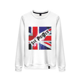 Женский свитшот хлопок с принтом Sex Pistols (2) , 100% хлопок | прямой крой, круглый вырез, на манжетах и по низу широкая трикотажная резинка  | британский флаг