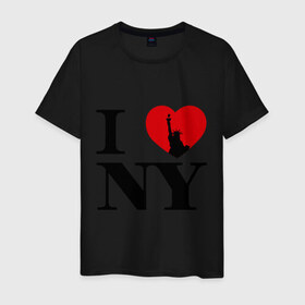 Мужская футболка хлопок с принтом I Love NY (2) , 100% хлопок | прямой крой, круглый вырез горловины, длина до линии бедер, слегка спущенное плечо. | i love | new york | америка | нью йорк | я люблю нью йорк