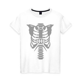 Женская футболка хлопок с принтом Доктор Хаус (скелет) , 100% хлопок | прямой крой, круглый вырез горловины, длина до линии бедер, слегка спущенное плечо | скелет