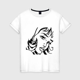 Женская футболка хлопок с принтом Красивая девушка , 100% хлопок | прямой крой, круглый вырез горловины, длина до линии бедер, слегка спущенное плечо | 