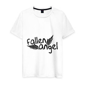 Мужская футболка хлопок с принтом Fallen angel , 100% хлопок | прямой крой, круглый вырез горловины, длина до линии бедер, слегка спущенное плечо. | Тематика изображения на принте: крылья