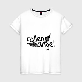 Женская футболка хлопок с принтом Fallen angel , 100% хлопок | прямой крой, круглый вырез горловины, длина до линии бедер, слегка спущенное плечо | крылья