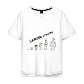 Мужская футболка хлопок Oversize с принтом Bender evolution , 100% хлопок | свободный крой, круглый ворот, “спинка” длиннее передней части | Тематика изображения на принте: bender | evolution | futurama | футурама | эволюция