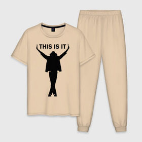 Мужская пижама хлопок с принтом Майкл Джексон - This is it , 100% хлопок | брюки и футболка прямого кроя, без карманов, на брюках мягкая резинка на поясе и по низу штанин
 | майкл джексон