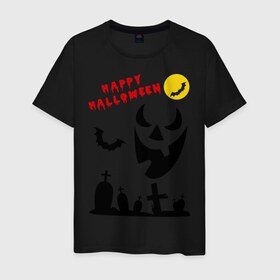 Мужская футболка хлопок с принтом Happy Halloween , 100% хлопок | прямой крой, круглый вырез горловины, длина до линии бедер, слегка спущенное плечо. | 31 октября | halloven | hallovin | halloween | hallowin | haloveen | haloven | halovin | haloween | halowen | helloween | hellowin | heloven | helowen | халлоуин | халлуин | халовин | халоуин | хелловин | хеллоуин | хеллу | хеллувин | хеловин | хелоуин | 