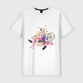 Мужская футболка премиум с принтом Крушение велосипедиста , 92% хлопок, 8% лайкра | приталенный силуэт, круглый вырез ворота, длина до линии бедра, короткий рукав | велик | велик сломался | вело | велогонки | велосипед | велосипедист | крушение велосипедиста