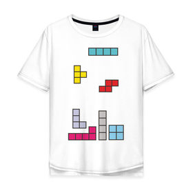 Мужская футболка хлопок Oversize с принтом Добрая игра - Тетрис , 100% хлопок | свободный крой, круглый ворот, “спинка” длиннее передней части | Тематика изображения на принте: 8 bit | 8 бит | tetris | добрая игра | игры | тетрис