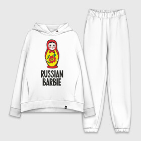 Женский костюм хлопок Oversize с принтом Russian Barbie ,  |  | matreshka | russian barbie | матрешка | русская барби | символ | че2012