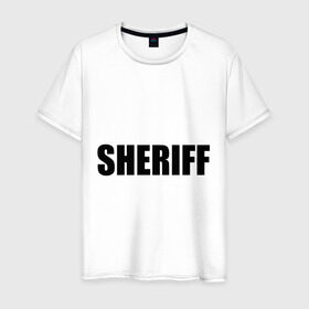 Мужская футболка хлопок с принтом Sheriff (шериф) , 100% хлопок | прямой крой, круглый вырез горловины, длина до линии бедер, слегка спущенное плечо. | 