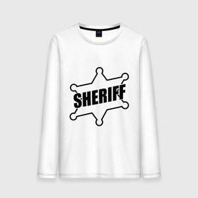 Мужской лонгслив хлопок с принтом Значок шерифа с надписью Sheriff , 100% хлопок |  | sheriff | звезда | значок шерифа | шериф | шерифф