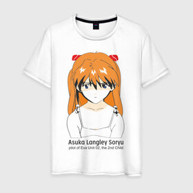 Мужская футболка хлопок с принтом Asuka , 100% хлопок | прямой крой, круглый вырез горловины, длина до линии бедер, слегка спущенное плечо. | anime | аниме | анимэ