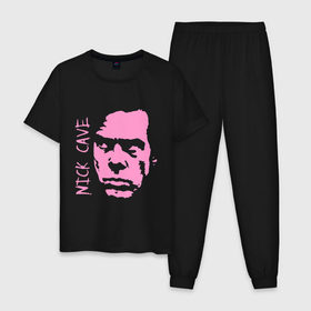 Мужская пижама хлопок с принтом Nick Cave , 100% хлопок | брюки и футболка прямого кроя, без карманов, на брюках мягкая резинка на поясе и по низу штанин
 | 