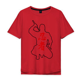 Мужская футболка хлопок Oversize с принтом Ниндзя (4) , 100% хлопок | свободный крой, круглый ворот, “спинка” длиннее передней части | ninja | восточные