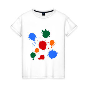 Женская футболка хлопок с принтом Краски , 100% хлопок | прямой крой, круглый вырез горловины, длина до линии бедер, слегка спущенное плечо | colors | клякса | кляксы | краски | цвета