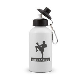 Бутылка спортивная с принтом Kickboxing , металл | емкость — 500 мл, в комплекте две пластиковые крышки и карабин для крепления | кикбоксинг
