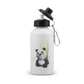 Бутылка спортивная с принтом Панда кайфует , металл | емкость — 500 мл, в комплекте две пластиковые крышки и карабин для крепления | panda | кайф | медведь | панда кайфует