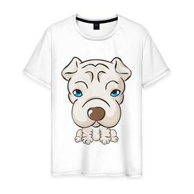 Мужская футболка хлопок с принтом Милый песик , 100% хлопок | прямой крой, круглый вырез горловины, длина до линии бедер, слегка спущенное плечо. | милый песик | пес | собака | собачка | щенок | щенята