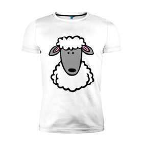 Мужская футболка премиум с принтом Гламурная овца , 92% хлопок, 8% лайкра | приталенный силуэт, круглый вырез ворота, длина до линии бедра, короткий рукав | Тематика изображения на принте: баран | барашик | гламурная овца | овечка | овца