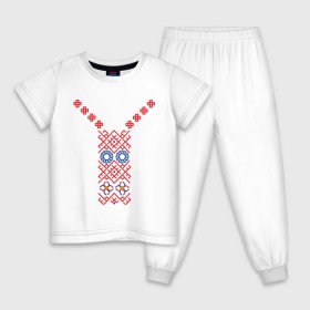 Детская пижама хлопок с принтом Узор славянского сарафана , 100% хлопок |  брюки и футболка прямого кроя, без карманов, на брюках мягкая резинка на поясе и по низу штанин
 | русь