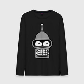 Мужской лонгслив хлопок с принтом Бендер - голова , 100% хлопок |  | bender | futurama | бендер | футурама