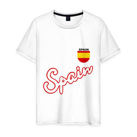 Мужская футболка хлопок с принтом Сборной Испании по футболу , 100% хлопок | прямой крой, круглый вырез горловины, длина до линии бедер, слегка спущенное плечо. | spain football | сборная испании по футболу